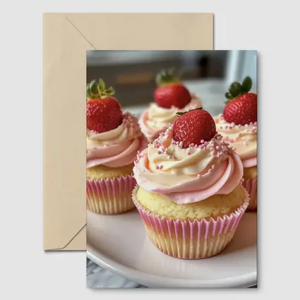 Strawberry Cupcakes Pink Frosting Sprinkles Kitchen