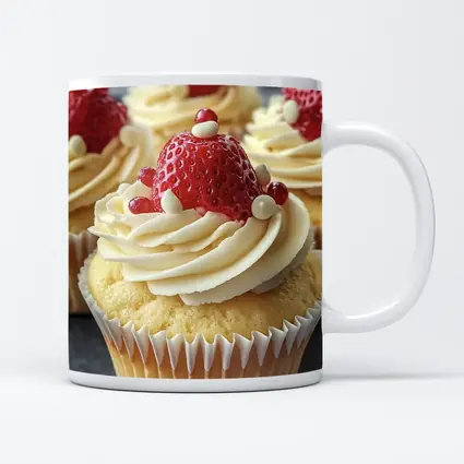 Strawberry Cupcakes White Cream Frosting Close