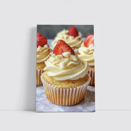 Vanilla Cupcakes White Chocolate Strawberry Topping