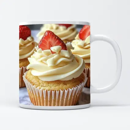 Vanilla Cupcakes White Chocolate Strawberry Topping