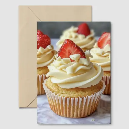Vanilla Cupcakes White Chocolate Strawberry Topping
