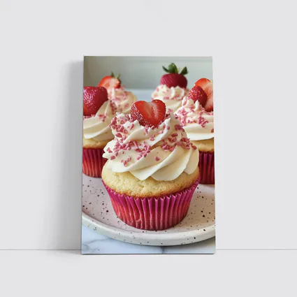 Strawberry Cupcakes With Cream Frosting Pink