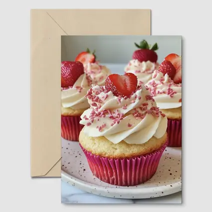 Strawberry Cupcakes With Cream Frosting Pink