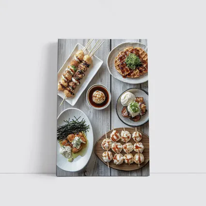 Japanese Street Food Spread Rustic Table