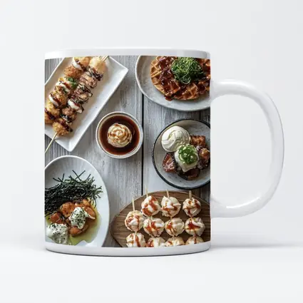 Japanese Street Food Spread Rustic Table