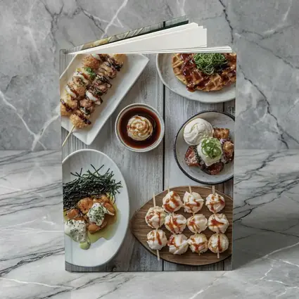 Japanese Street Food Spread Rustic Table