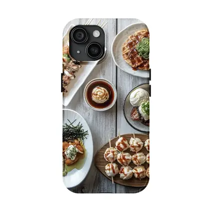 Japanese Street Food Spread Rustic Table