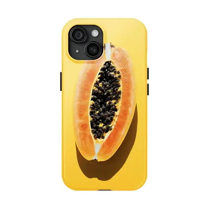 Sliced Papaya On Yellow Background