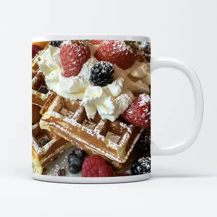 Golden Waffles Topped With Fresh Mixed Berries