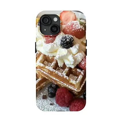 Golden Waffles Topped With Fresh Mixed Berries