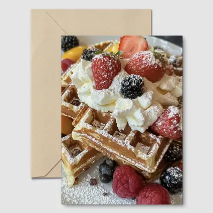 Golden Waffles Topped With Fresh Mixed Berries