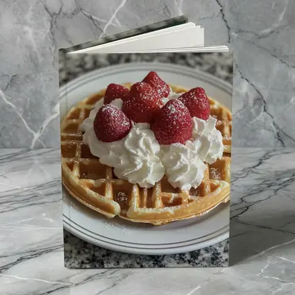 Waffle Whipped Cream Strawberries Marble Counter
