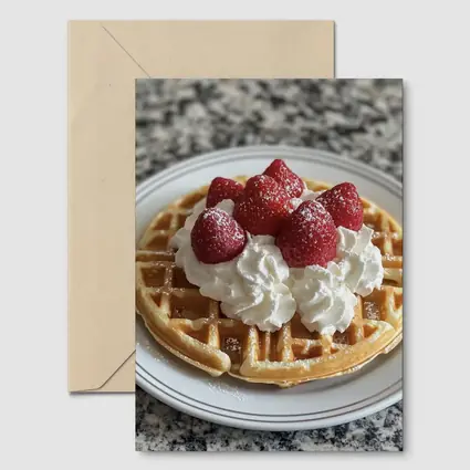 Waffle Whipped Cream Strawberries Marble Counter