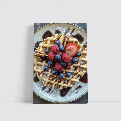 Belgian Waffle With Fresh Berries Chocolate Drizzle