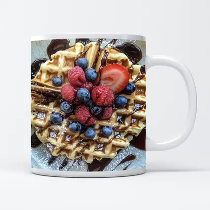 Belgian Waffle With Fresh Berries Chocolate Drizzle