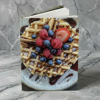 Belgian Waffle With Fresh Berries Chocolate Drizzle