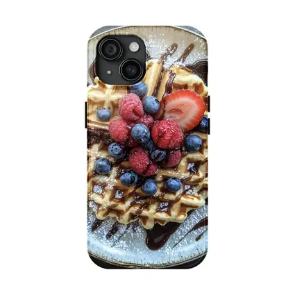 Belgian Waffle With Fresh Berries Chocolate Drizzle