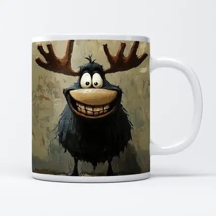 Funny Cartoon Moose Grinning Textured Wall Background