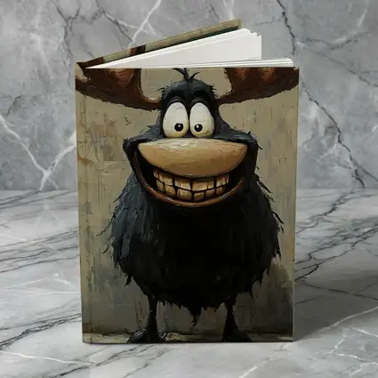 Funny Cartoon Moose Grinning Textured Wall Background