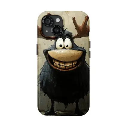 Funny Cartoon Moose Grinning Textured Wall Background