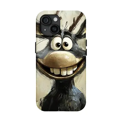 Funny Cartoon Reindeer Portrait Oil Painting