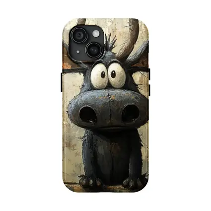 Funny Cartoon Moose Painting Textured Background