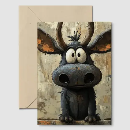 Funny Cartoon Moose Painting Textured Background