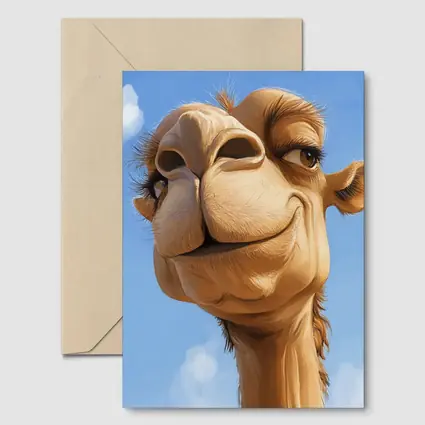 Funny Camel Close Up Blue Sky