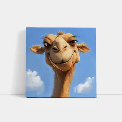Smiling Camel Portrait Blue Sky Background