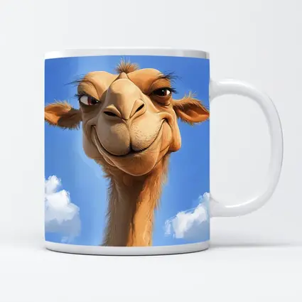 Smiling Camel Portrait Blue Sky Background