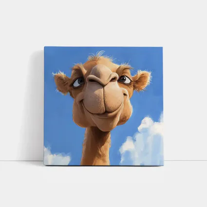 Funny Cartoon Camel Face Blue Sky