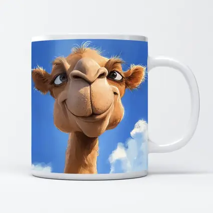Funny Cartoon Camel Face Blue Sky