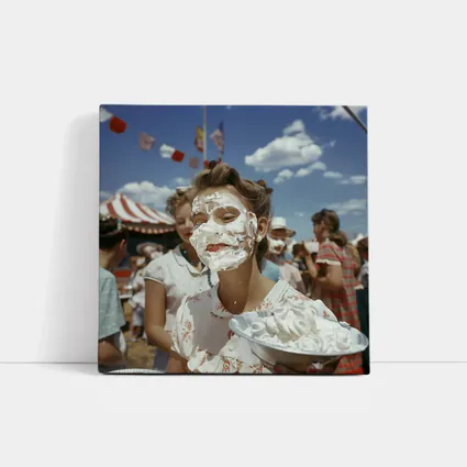 Girl Covered Cream Pie Carnival Fair