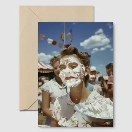 Girl Covered Cream Pie Carnival Fair