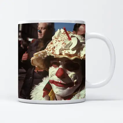 Clown With Pie Hat City Street