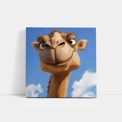 Funny Cartoon Camel Blue Sky Background