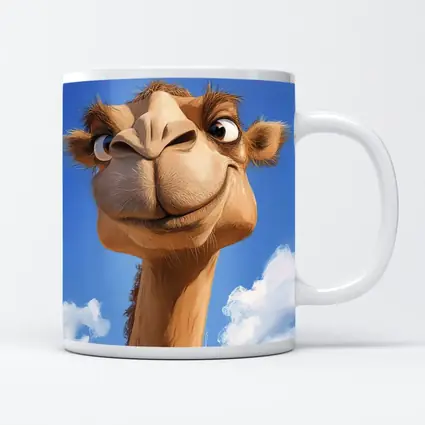 Funny Cartoon Camel Blue Sky Background