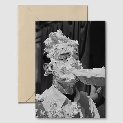 Man Covered In Cream Pie Black White