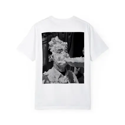 Man Covered In Cream Pie Black White