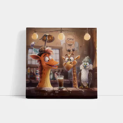 Cartoon Animals Hanging Out at Bar