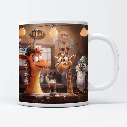 Cartoon Animals Hanging Out at Bar