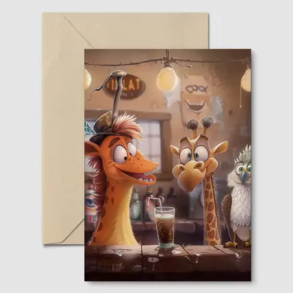 Cartoon Animals Hanging Out at Bar