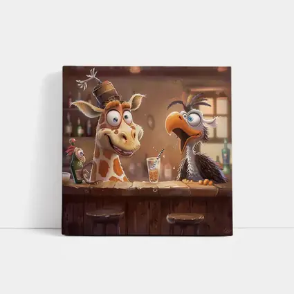 Goofy Giraffe and Bird at Bar