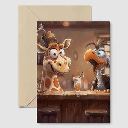 Goofy Giraffe and Bird at Bar