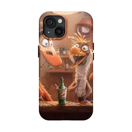 Cartoon Giraffe and Birds Bar Scene