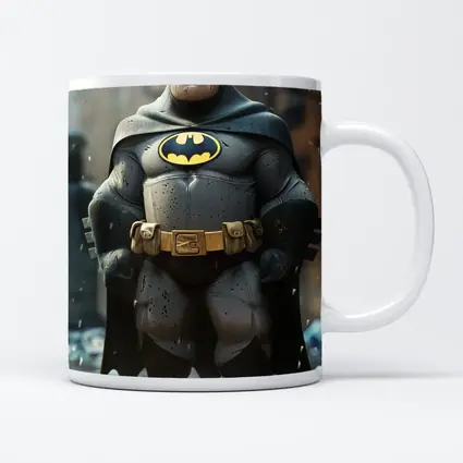 Chubby Batman Superhero Standing City Ruins
