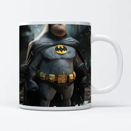 Chubby Batman Standing in Rainy City