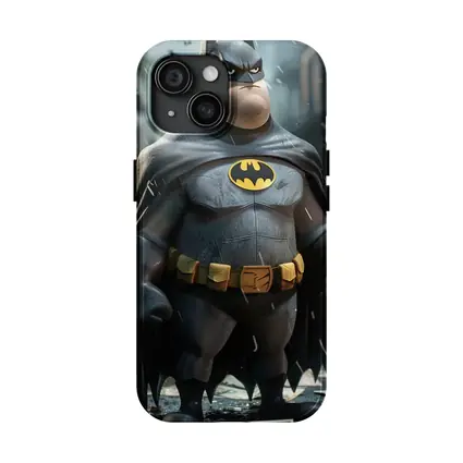 Chubby Batman Standing in Rainy City