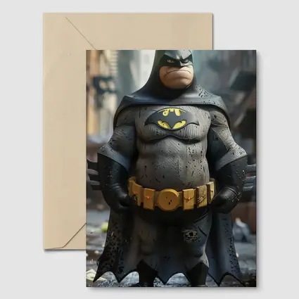 Chubby Batman Cartoon Art Urban Background
