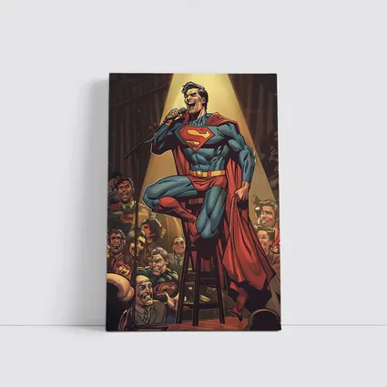 Superman Superhero Stand Up Comedy Stage Art